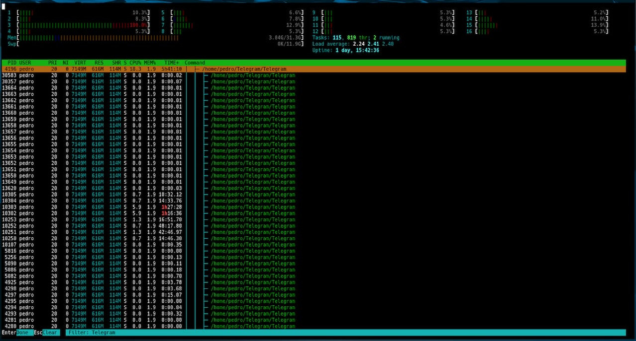 Consola htop